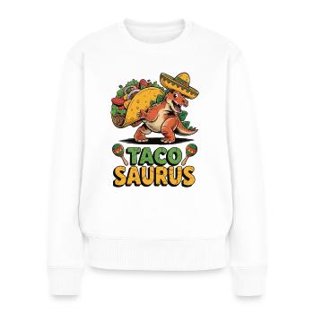 Lustiger Taco-Dino mit Sombrero - Frauen Premium Bio Pullover - Weiß - Vorne - Julia (174cm)