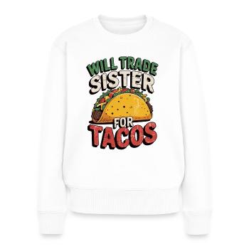 Déclaration de t-shirt taco drôle - Pull Premium bio Femme - blanc - Devant - Julia (174cm)