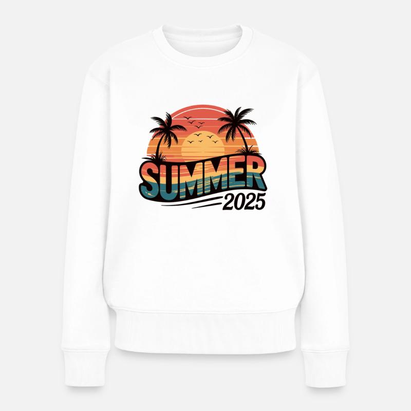 Palmen und Sonne - Sommer 2025 - Frauen Premium Bio Pullover - Weiß