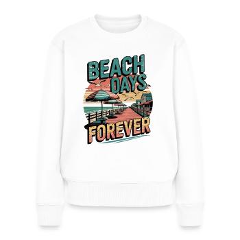 Strandtage für immer - Küstenleben Retro - Frauen Premium Bio Pullover - Weiß - Vorne - Julia (174cm)