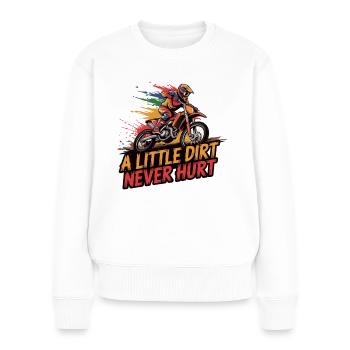 Motocross-Abenteuer beginnt Dreck gehört dazu - Frauen Premium Bio Pullover - Weiß - Vorne - Julia (174cm)