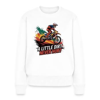 Action de motocross - Un peu de saleté ne fait jamais de mal - Pull Premium bio Femme - blanc - Devant - Julia (174cm)