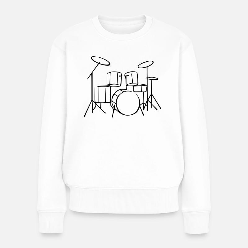 schlagzeug - Frauen Premium Bio Pullover - Weiß