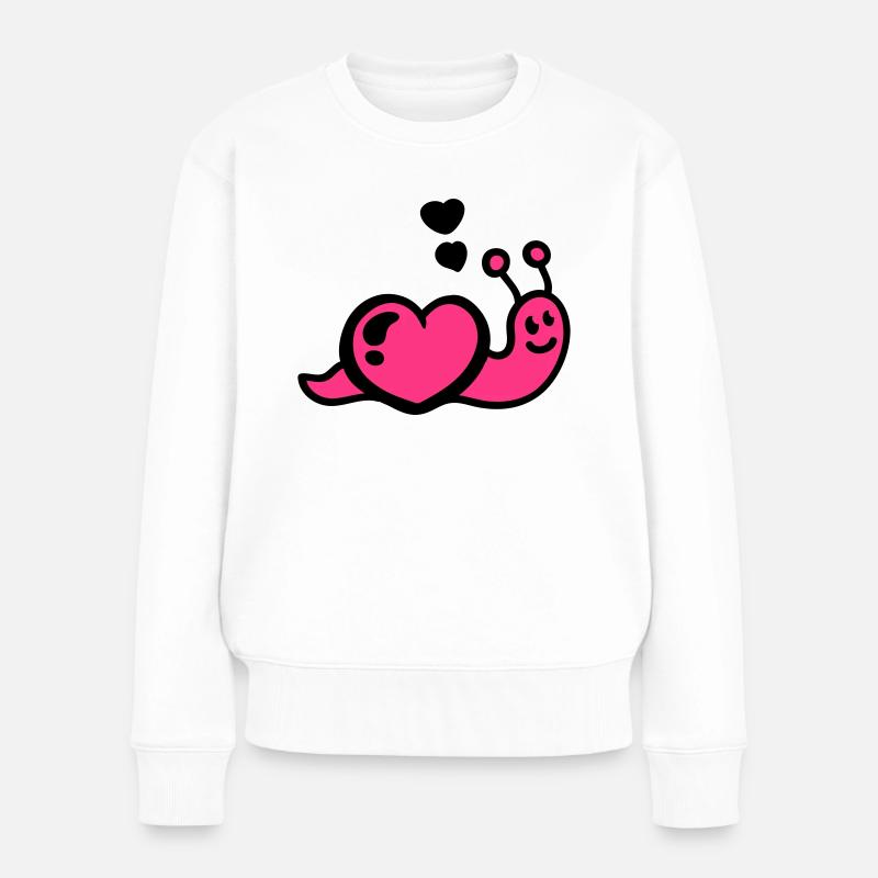 Herz Schnecke - Frauen Premium Bio Pullover - Weiß