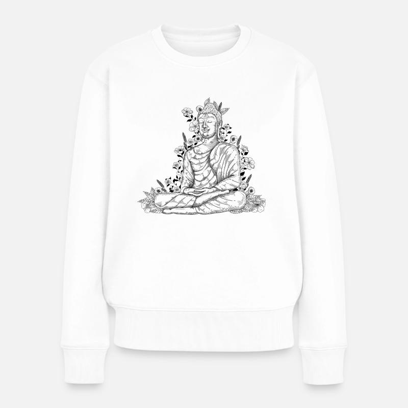 Buddha - Frauen Premium Bio Pullover - Weiß