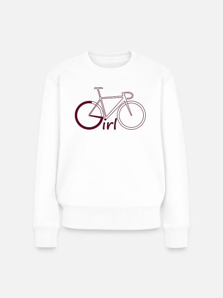 Rennrad Girl filigran - Frauen Premium Bio Pullover - Weiß