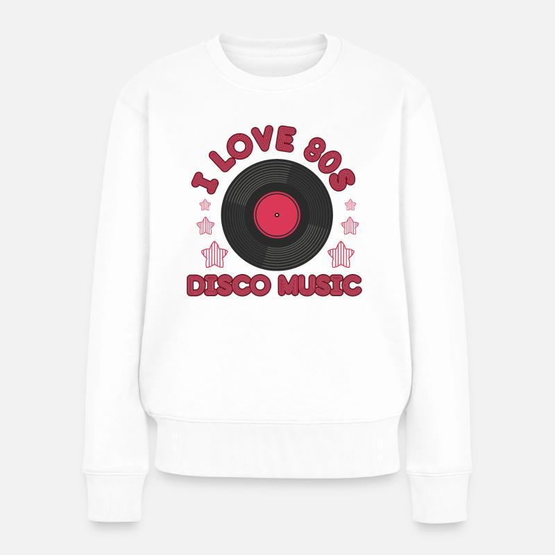 Funny retro i love 80s disco music pop gift - Pull Premium bio Femme - blanc