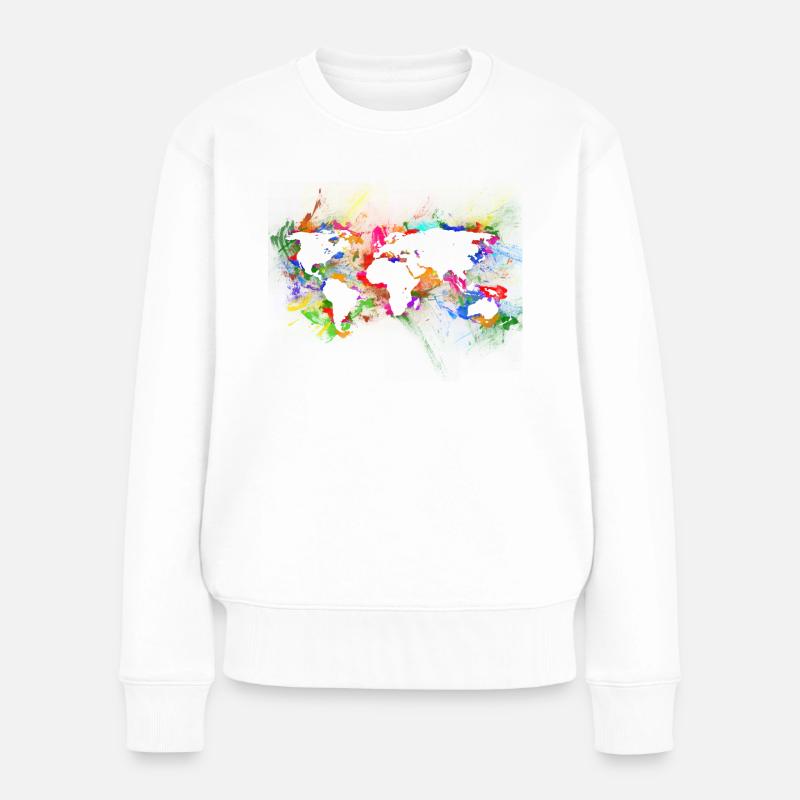 RÉSUMÉ WORLD MAP - Pull Premium bio Femme - blanc
