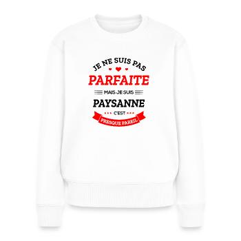 PAYSANNE PARFAITE - Pull Premium bio Femme - blanc - Devant - Julia (174cm)