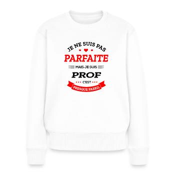 PROF PARFAITE - Pull Premium bio Femme - blanc - Devant - Julia (174cm)