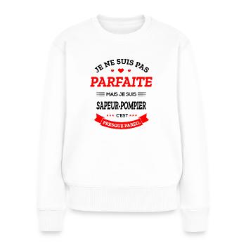 SAPEUR-POMPIER PARFAITE - Pull Premium bio Femme - blanc - Devant - Julia (174cm)
