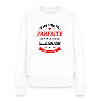 TAILLEUSE DE PIERRE PARFAITE - Pull Premium bio Femme - blanc - Devant - Julia (174cm)