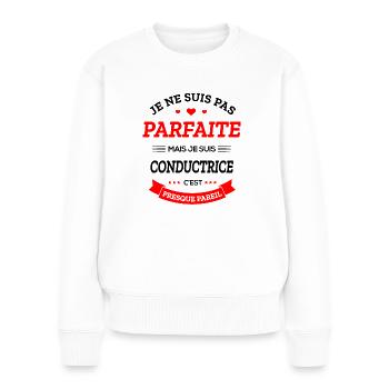 CONDUCTRICE PARFAITE - Pull Premium bio Femme - blanc - Devant - Julia (174cm)