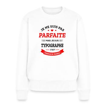 TYPOGRAPHE PARFAITE - Pull Premium bio Femme - blanc - Devant - Julia (174cm)