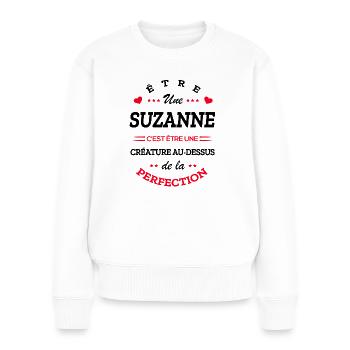SUZANNE PARFAITE - NOM SUZANNE - Pull Premium bio Femme - blanc - Devant - Julia (174cm)