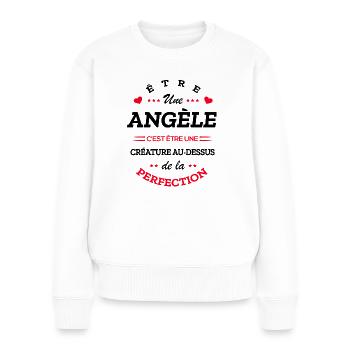 ANGÈLE PARFAITE - NOM ANGÈLE - Pull Premium bio Femme - blanc - Devant - Julia (174cm)