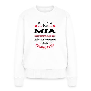 MIA PARFAITE - NOM MIA - Pull Premium bio Femme - blanc - Devant - Julia (174cm)