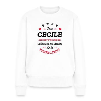 CECILE PARFAITE - NOM CECILE - Pull Premium bio Femme - blanc - Devant - Julia (174cm)