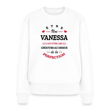VANESSA PARFAITE - NOM VANESSA - Pull Premium bio Femme - blanc - Devant - Julia (174cm)