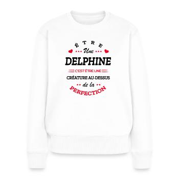 DELPHINE PARFAITE - NOM DELPHINE - Pull Premium bio Femme - blanc - Devant - Julia (174cm)