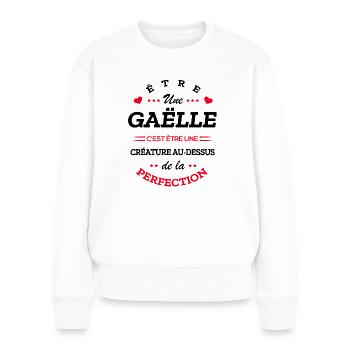 GAËLLE PARFAITE - NOM GAËLLE - Pull Premium bio Femme - blanc - Devant - Julia (174cm)