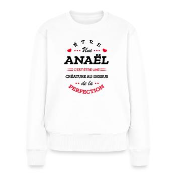 ANAËL PARFAITE - NOM ANAËL - Pull Premium bio Femme - blanc - Devant - Julia (174cm)
