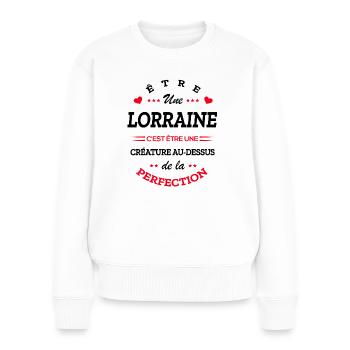 LORRAINE PARFAITE - NOM LORRAINE - Pull Premium bio Femme - blanc - Devant - Julia (174cm)