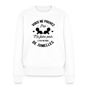JE SUIS UNE MÈRE DE JUMELLES - Pull Premium bio Femme - blanc - Devant - Julia (174cm)