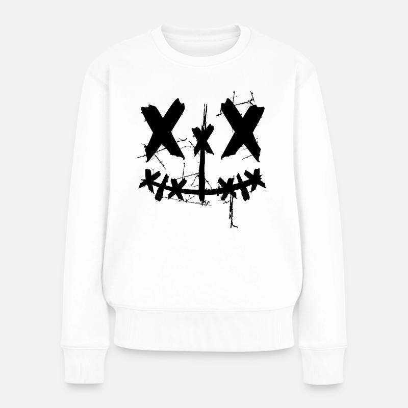 Visage souriant X Eyes visage cool Halloween Fun - Pull Premium bio Femme - blanc