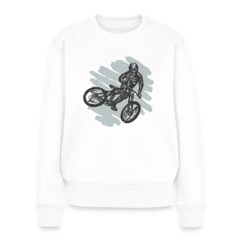 Mountain Bike Fahrrad fahren Mountainbike - Frauen Premium Bio Pullover - Weiß - Vorne - Julia (174cm)