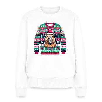 Capybara Funny Ugly Christmas Sweater - Frauen Premium Bio Pullover - Weiß - Vorne - Julia (174cm)