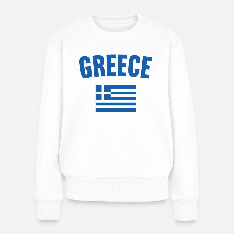 Griechenland Flagge - Frauen Premium Bio Pullover - Weiß