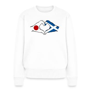Japon Ecosse mains forme de coeur - Pull Premium bio Femme - blanc - Devant - Julia (174cm)