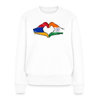 Armenien Indien Flagge Hände Herzform used - Frauen Premium Bio Pullover - Weiß - Vorne - Julia (174cm)