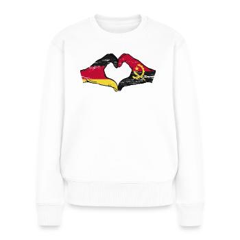 Allemagne Angola drapeau mains coeur forme utilisé - Pull Premium bio Femme - blanc - Devant - Julia (174cm)