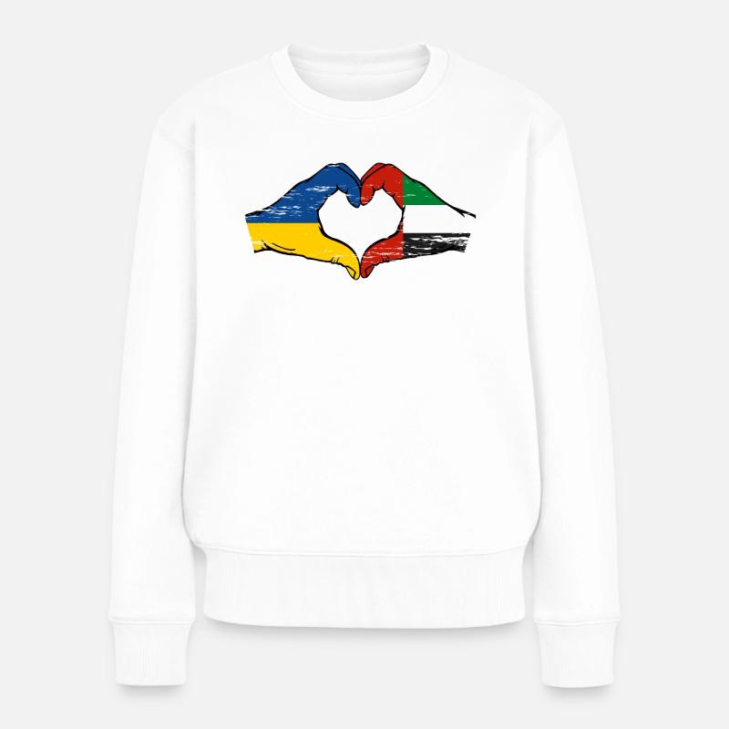 Ukraine Vereinigte Arabische Emirate Herz - Frauen Premium Bio Pullover - Weiß