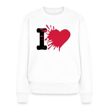 i love - Frauen Premium Bio Pullover - Weiß - Vorne - Julia (174cm)
