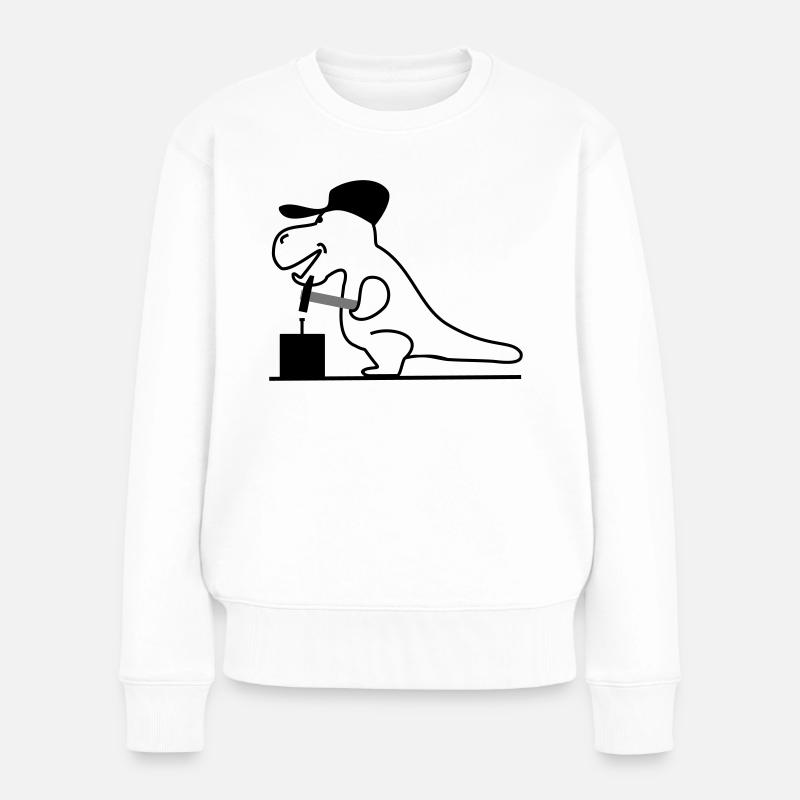 Dino mit Hammer - Frauen Premium Bio Pullover - Weiß