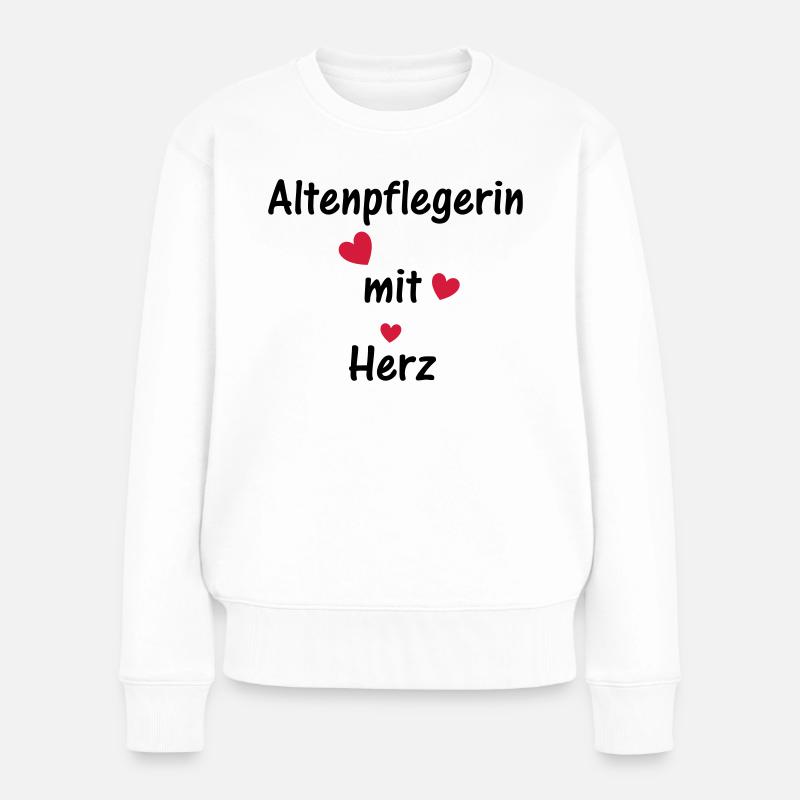 Altenpflegerin mit Herz - Frauen Premium Bio Pullover - Weiß