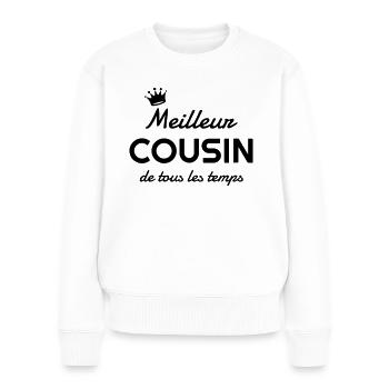 Cousin - Cousine - Famille - Bébé - Naissance - Women's Premium Organic Jumper - white - Front - Julia (174cm)