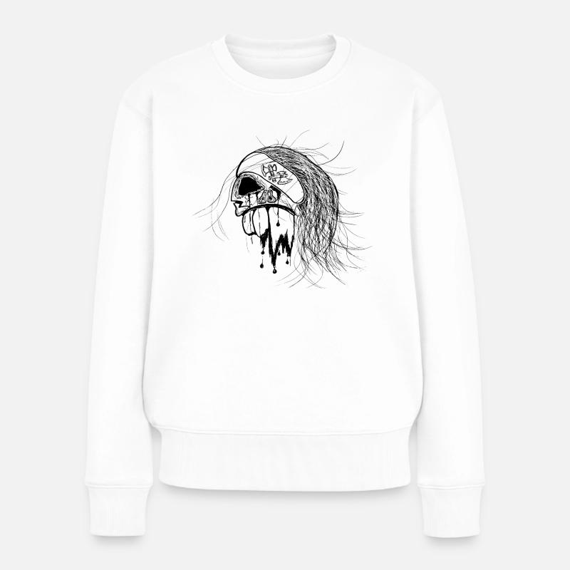 Piratenkopf - Frauen Premium Bio Pullover - Weiß