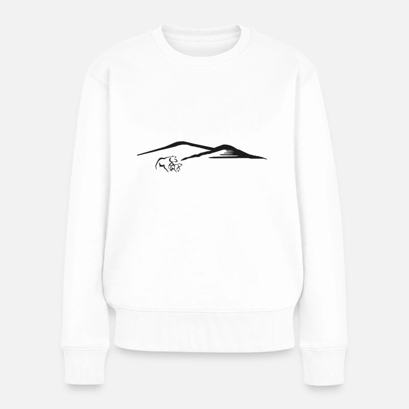 Bärenmutter mit Kind und Bergen - Frauen Premium Bio Pullover - Weiß
