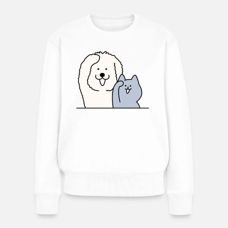 Hund und Katze - Frauen Premium Bio Pullover - Weiß