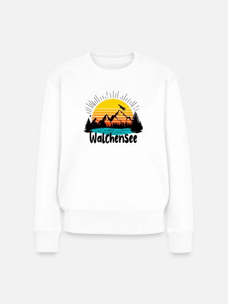 Walchensee Berge - Frauen Premium Bio Pullover - Weiß