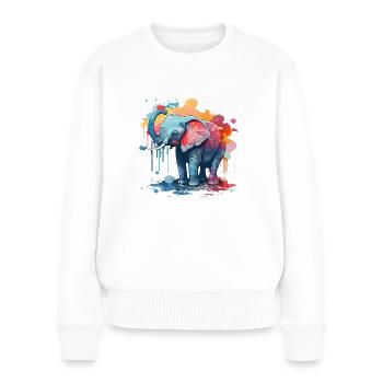 Aquarell Elefanten Baby - Frauen Premium Bio Pullover - Weiß - Vorne - Julia (174cm)