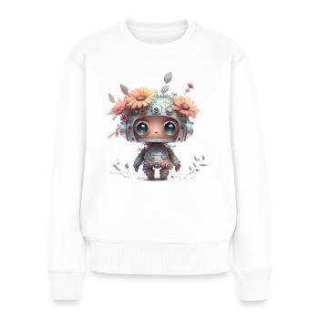 Liebliches Roboter-Mädchen - Frauen Premium Bio Pullover - Weiß - Vorne - Julia (174cm)