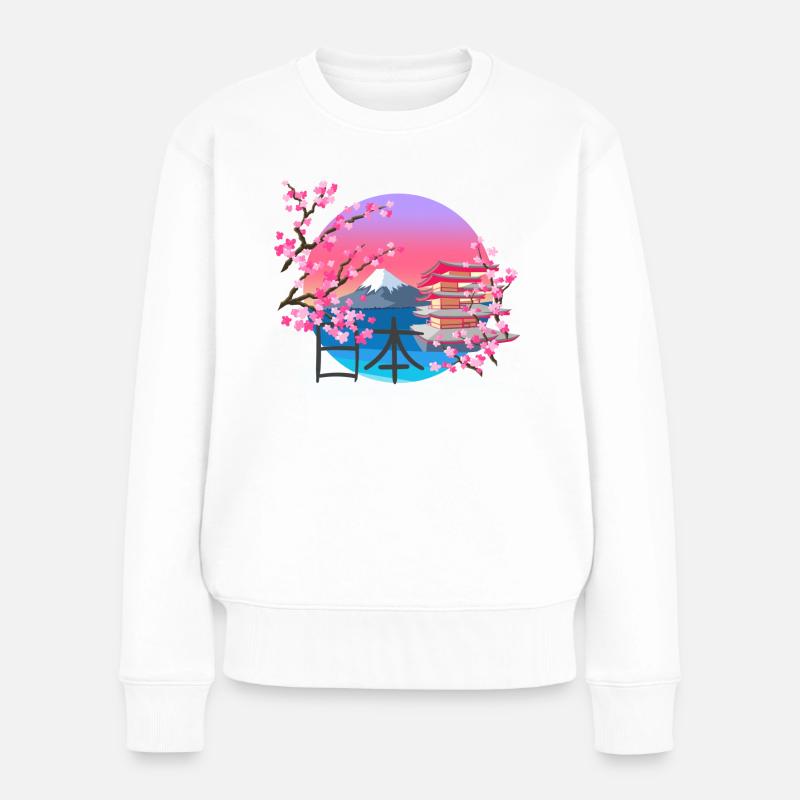 Mount Fuji - Frauen Premium Bio Pullover - Weiß