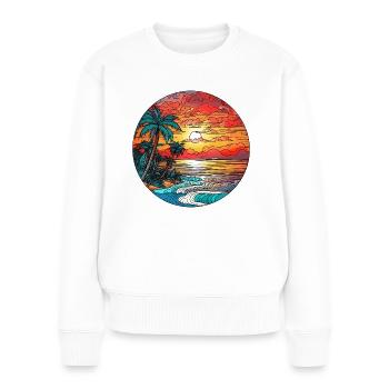 Sunset on the beach with palm trees - Women's Premium Organic Jumper - white - Front - Julia (174cm)