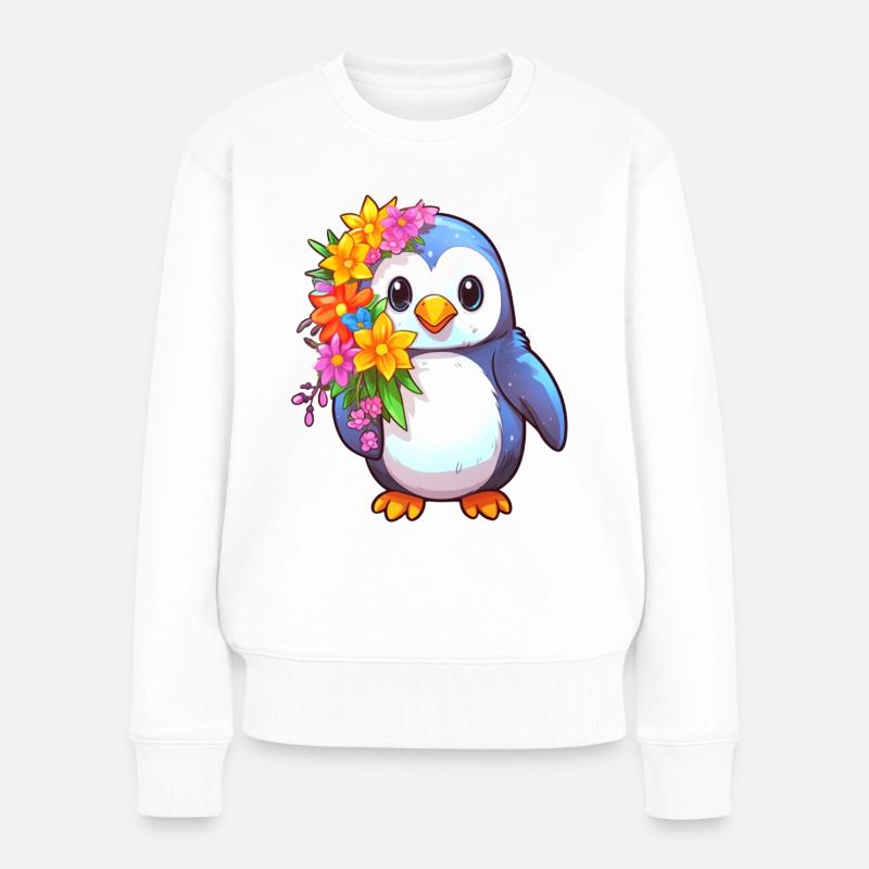 Süßer Pinguin - Frauen Premium Bio Pullover - Weiß