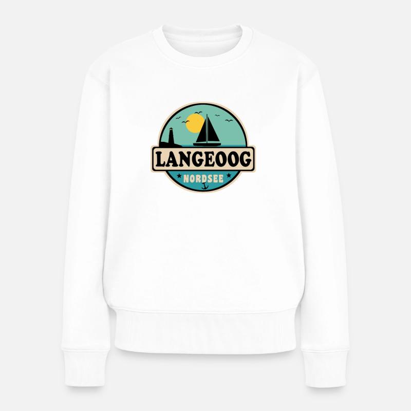 Ostsee Segelboot Leuchtturm Langeoog - Frauen Premium Bio Pullover - Weiß